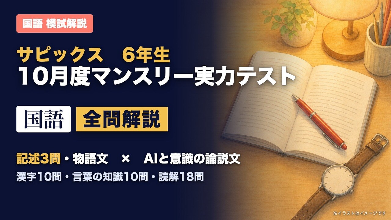 サピックス 10月度マンスリー実力テスト 6年 国語 全問解説のYouTube動画